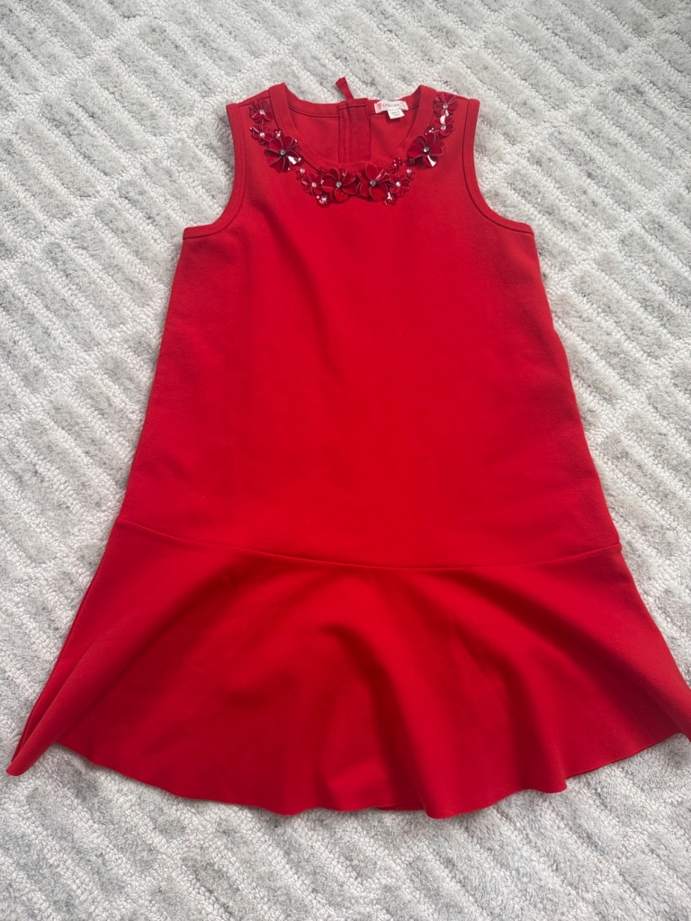 Crewcuts Red Sleeveless Floral-Appliqué Drop-Waist Dress